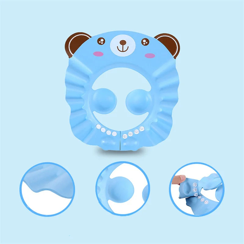 👶 Adjustable Baby Shower Cap – Soft Hair Wash Shampoo Hat for Kids | Ear & Eye Protection Bath Cap