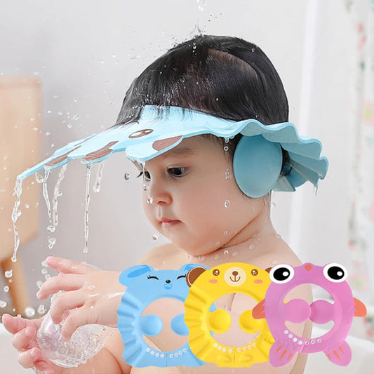 👶 Adjustable Baby Shower Cap – Soft Hair Wash Shampoo Hat for Kids | Ear & Eye Protection Bath Cap