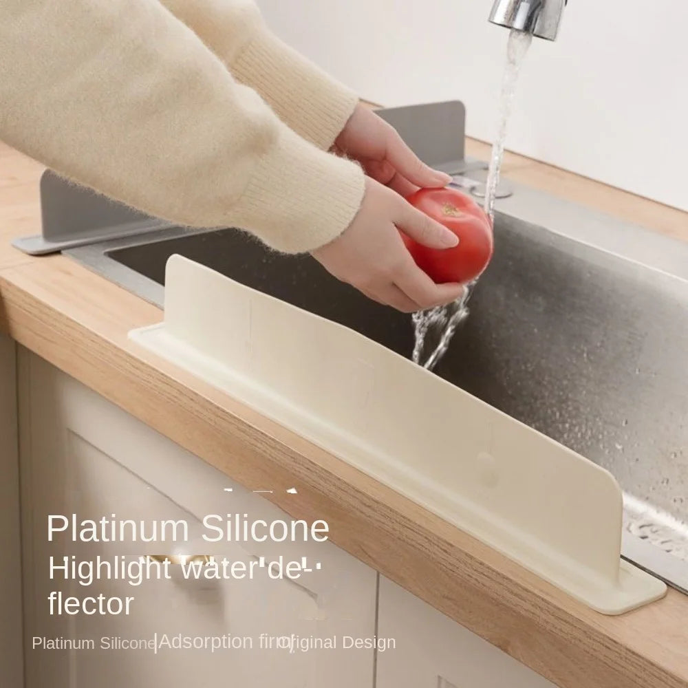 Silicone Sink Splash Guard with Suction Cup Oil & Water Baffle for Kitchen Sink