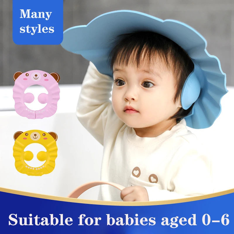 👶 Adjustable Baby Shower Cap – Soft Hair Wash Shampoo Hat for Kids | Ear & Eye Protection Bath Cap