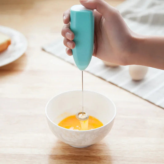 Electric Milk Frother & Egg Beater – Mini Stainless Steel Blender for Coffee, Milk & Tea