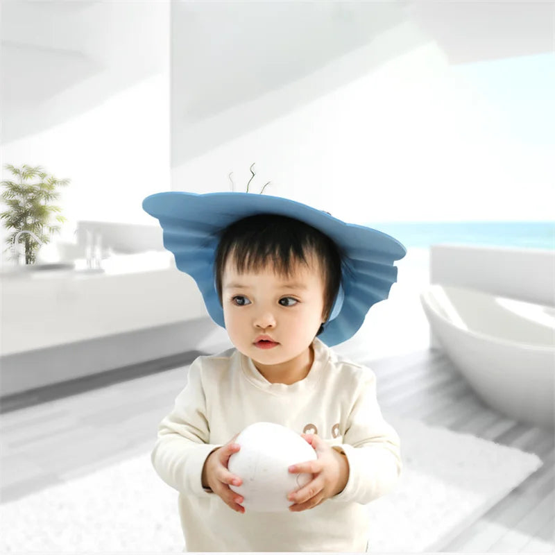 👶 Adjustable Baby Shower Cap – Soft Hair Wash Shampoo Hat for Kids | Ear & Eye Protection Bath Cap