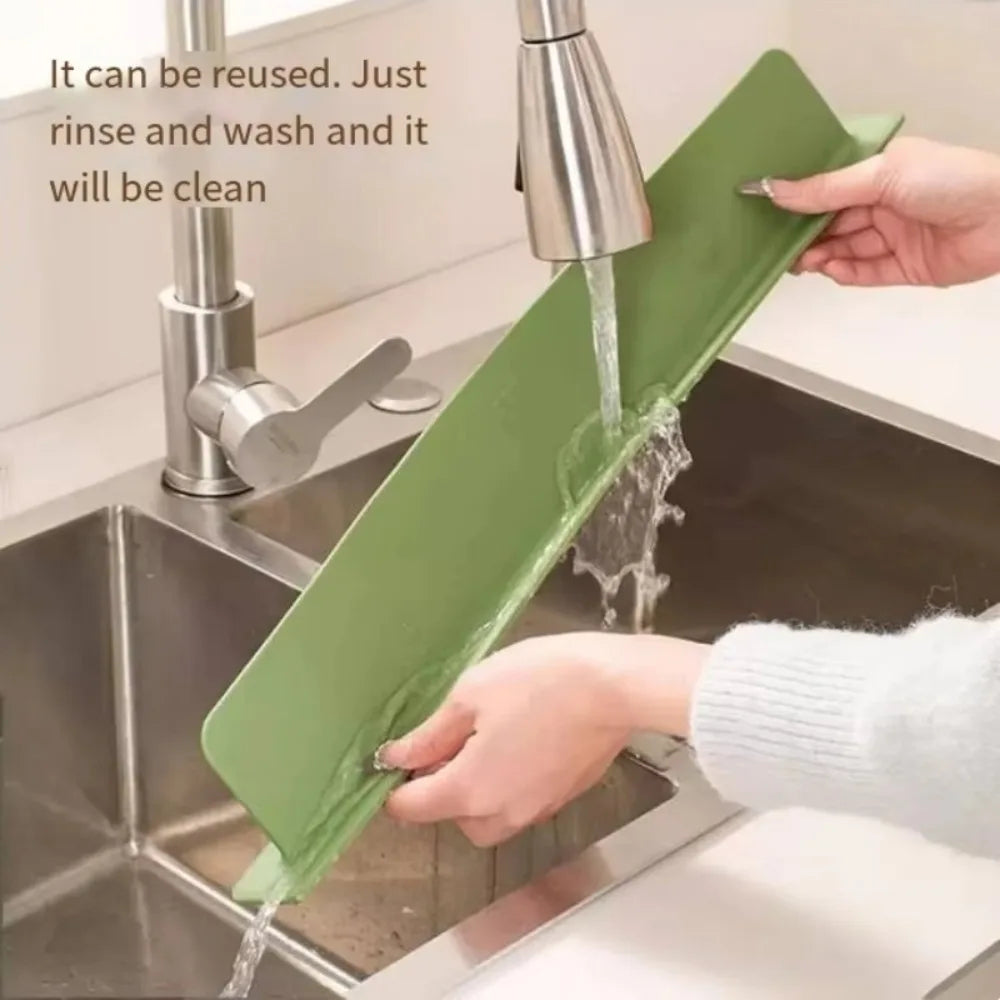 Silicone Sink Splash Guard with Suction Cup Oil & Water Baffle for Kitchen Sink
