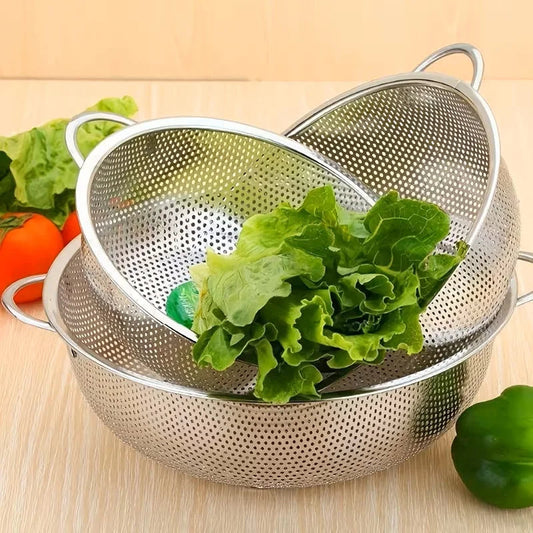 Premium Stainless Steel Strainer with Handles – Micro-Perforated Quick Drain Colander for Pasta, Rice, Fruits & Vegetables