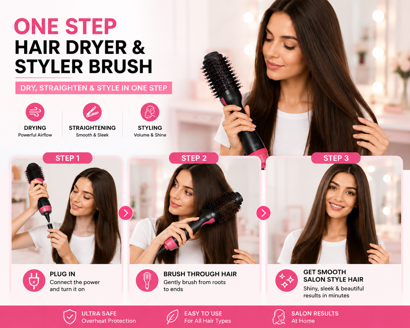 One Step Hair Dryer & Styler Brush