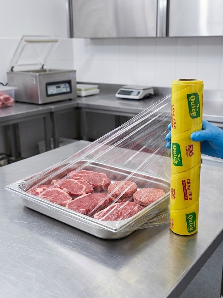 Quick Cling Film Roll 30cm 1kg With Core | Food Grade Kitchen Plastic Wrap For Home & Restaurant Use