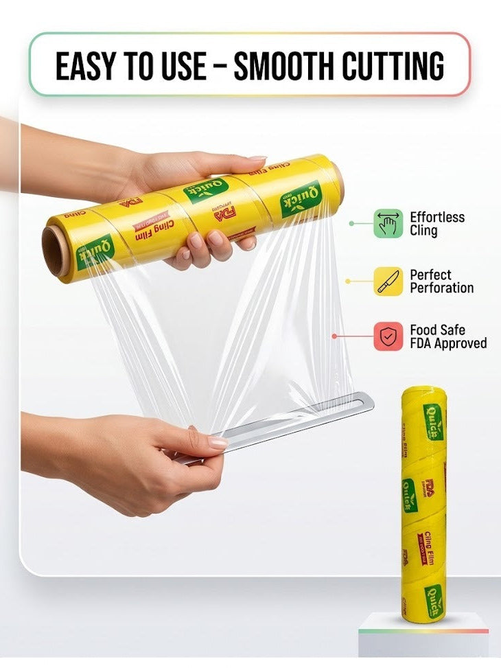 Quick Cling Film Roll 30cm 1kg With Core | Food Grade Kitchen Plastic Wrap For Home & Restaurant Use