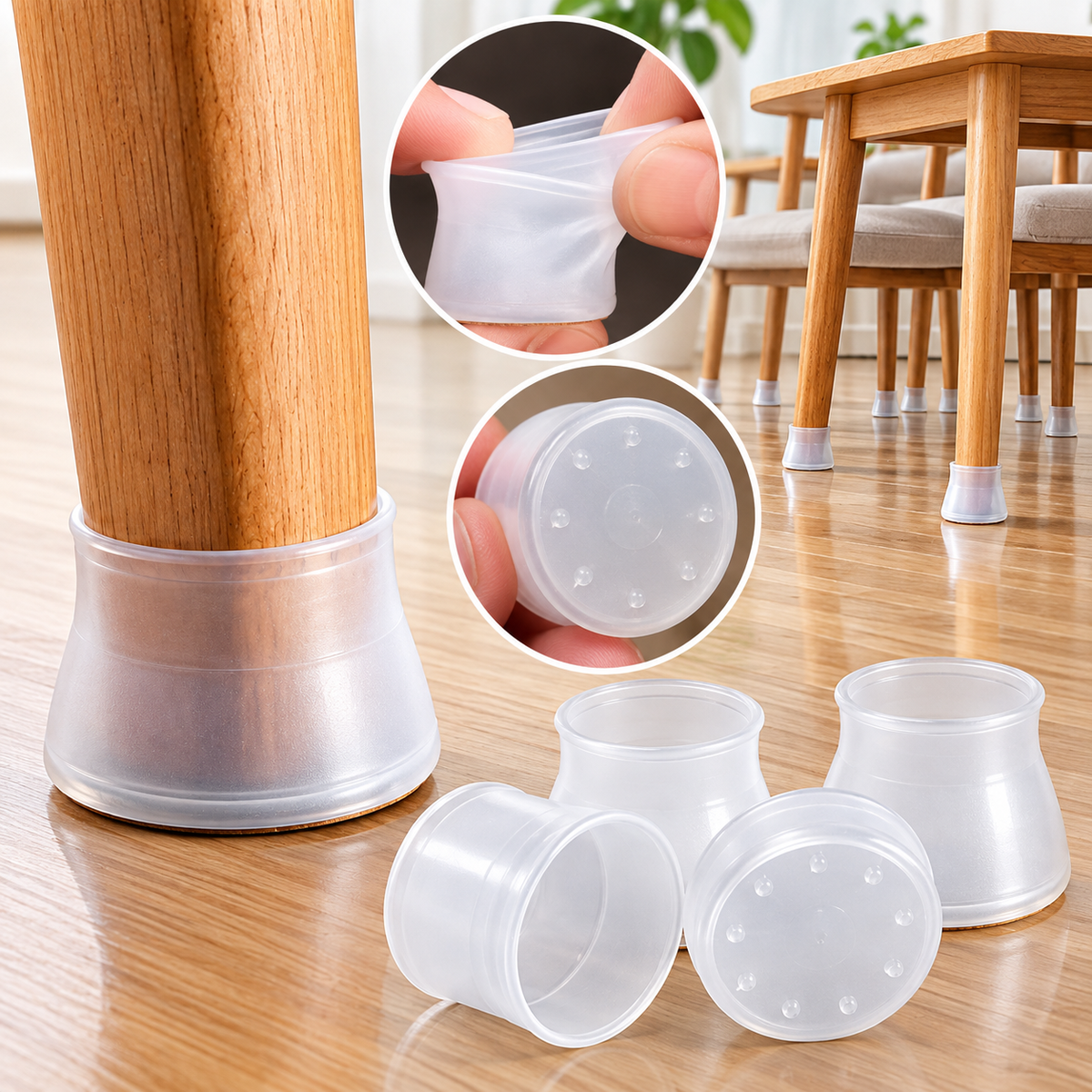 4-Piece Silicone Chair Leg Covers – Furniture Floor Protector & Anti-Scratch Caps