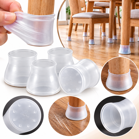 4-Piece Silicone Chair Leg Covers – Furniture Floor Protector & Anti-Scratch Caps