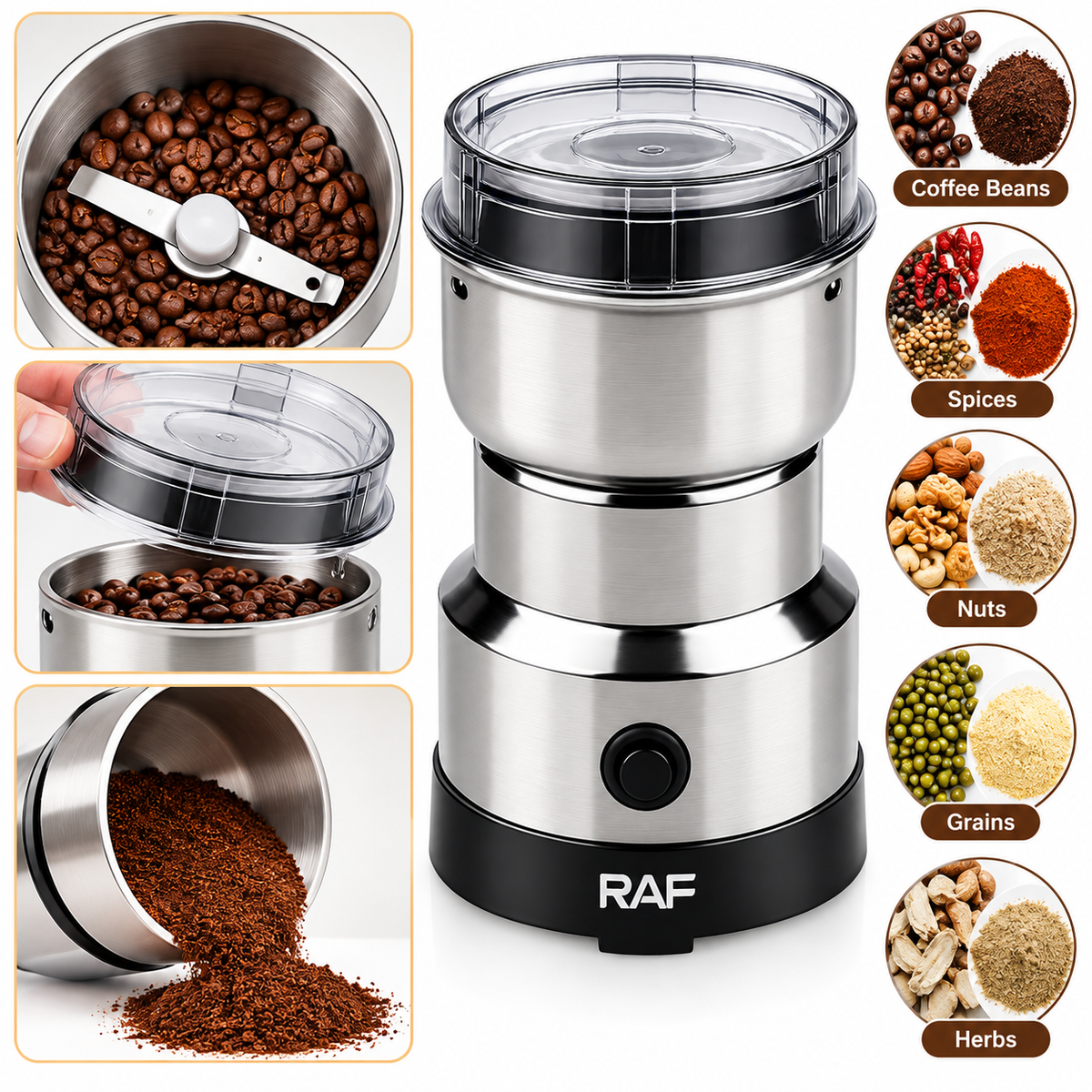 300W Multifunctional Electric Grinder – Stainless Steel Blade